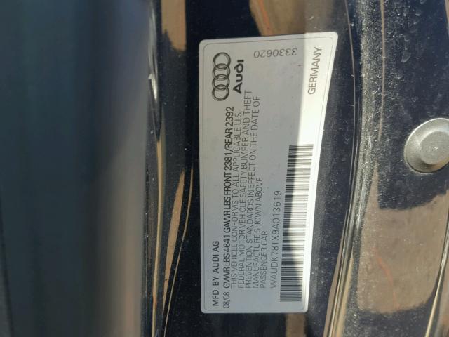 WAUDK78TX9A013619 - 2009 AUDI A5 QUATTRO BLUE photo 10