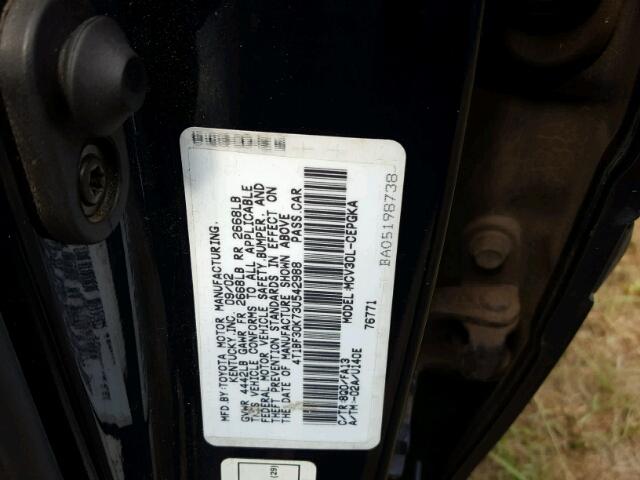 4T1BF30K73U542988 - 2003 TOYOTA CAMRY LE 蓝色 照片 10