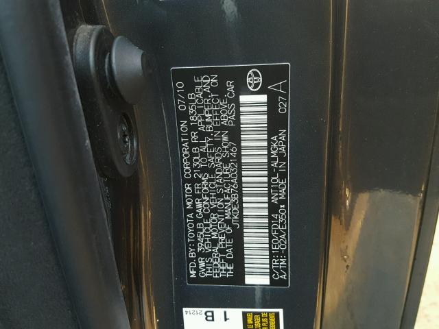 JTKDE3B76A0321467 - 2010 TOYOTA SCION TC 灰色 照片 10