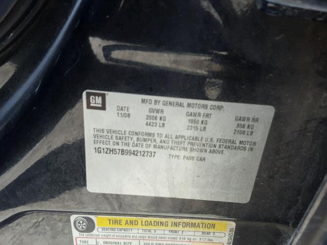 1G1ZH57B994212737 - 2009 CHEVROLET MALIBU 1LT 石墨色 照片 10