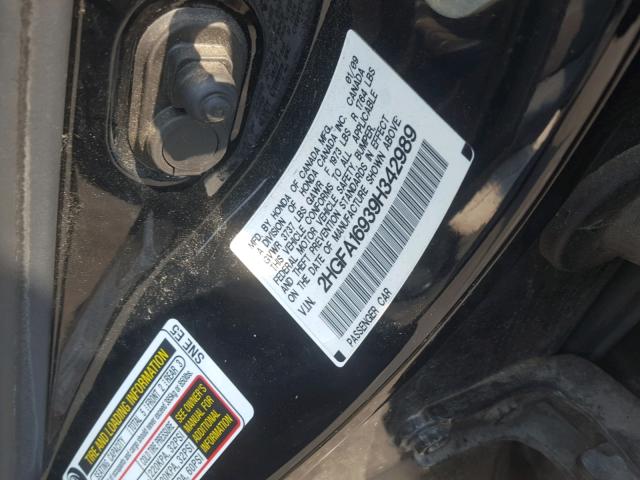 2HGFA16939H342989 - 2009 HONDA CIVIC EXL 黑色 照片 10