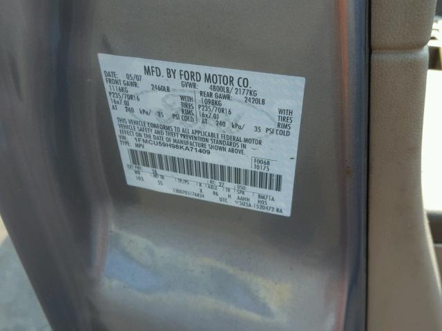 1FMCU59H98KA71409 - 2008 FORD ESCAPE HEV GRAY photo 10