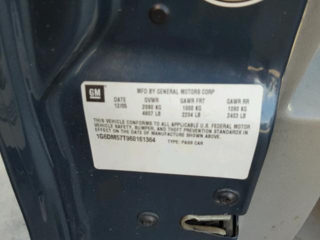 1G6DM57T960161364 - 2006 CADILLAC CTS GREEN photo 10
