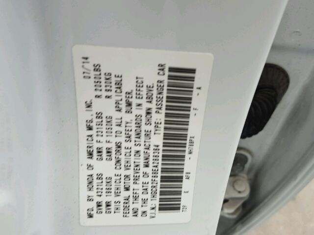 1HGCR2F88EA288364 - 2014 HONDA ACCORD WHITE photo 10