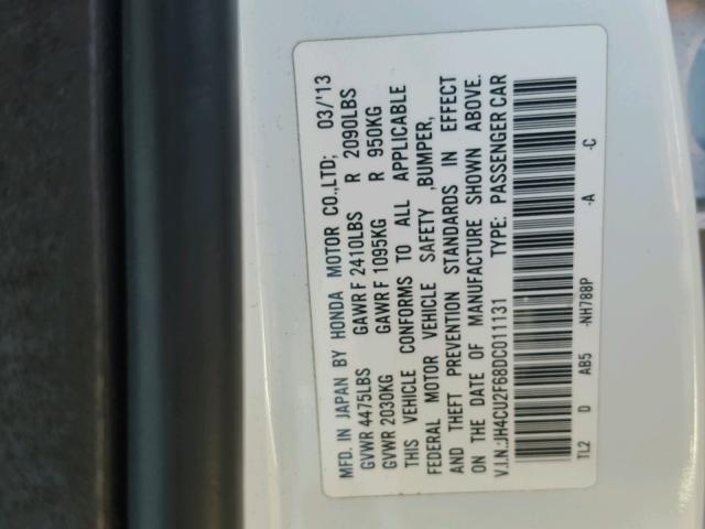 JH4CU2F68DC011131 - 2013 ACURA TSX TECH WHITE photo 10