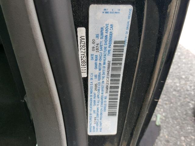 3VWBK21C21M428882 - 2001 VOLKSWAGEN NEW BEETLE შავი ფოტო 10