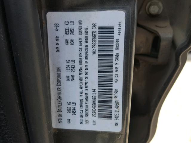 2B3HD46R04H631144 - 2004 DODGE INTREPID S GRAY photo 10