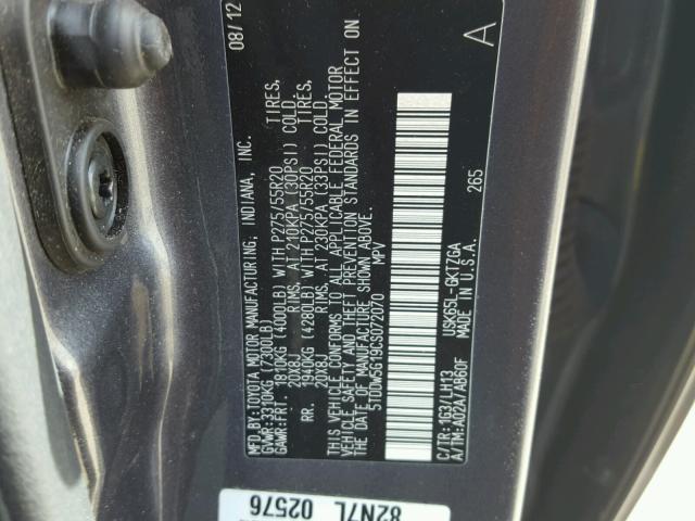 5TDDW5G19CS072070 - 2012 TOYOTA SEQUOIA PL CHARCOAL photo 10