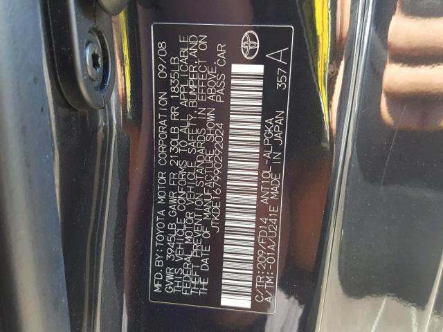 JTKDE167990292024 - 2009 TOYOTA SCION TC 黑色 照片 10