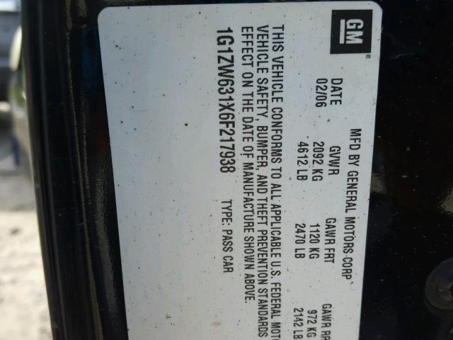 1G1ZW631X6F217938 - 2006 CHEVROLET MALIBU MAX 黑色 照片 10