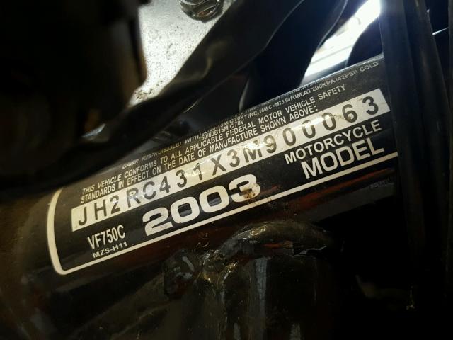 JH2RC431X3M900063 - 2003 HONDA VF750 C BLUE photo 10