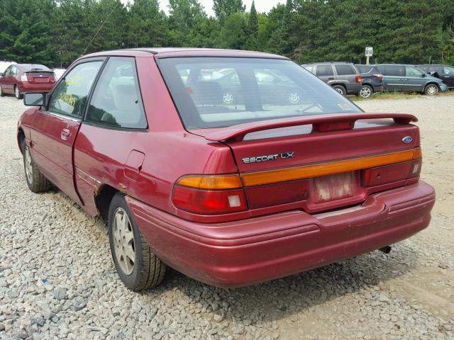 1FASP11J0SW238938 - 1995 FORD ESCORT LX RED photo 3