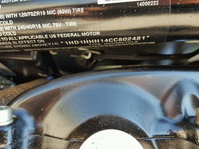 1HD1HHH14CC802481 - 2012 HARLEY-DAVIDSON VRSCDX BLACK photo 10