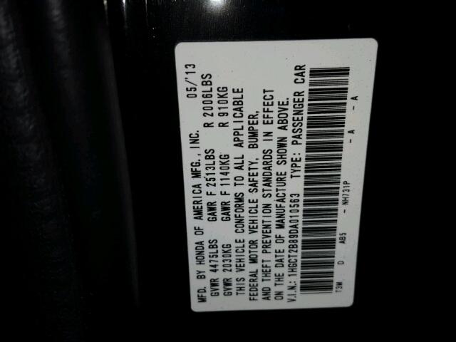 1HGCT2B89DA010563 - 2013 HONDA ACCORD EXL Qara foto 10