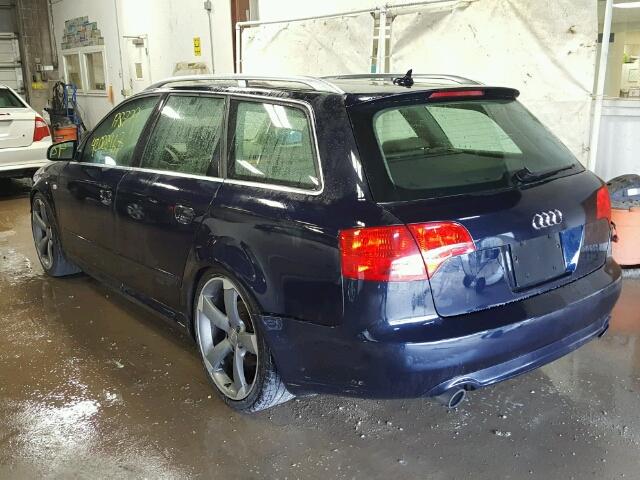 WAUKF78E28A133412 - 2008 AUDI A4 BLUE photo 3