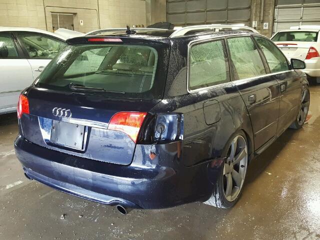 WAUKF78E28A133412 - 2008 AUDI A4 BLUE photo 4