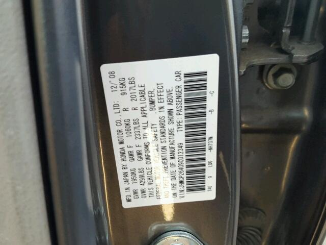 JHMCP26409C012349 - 2009 HONDA ACCORD GRAY photo 10