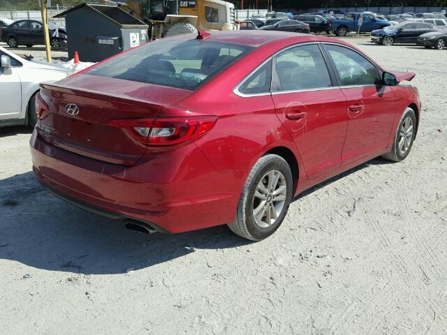 5NPE24AFXHH466298 - 2017 HYUNDAI SONATA SE BURGUNDY photo 4