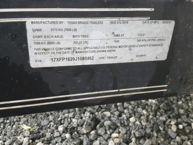 17XFP1629J1080462 - 2018 UTILITY TRAILER BLACK photo 10