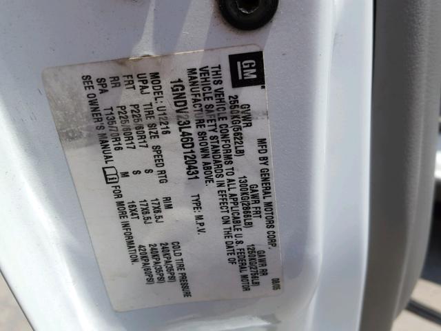 1GNDV23L46D120431 - 2006 CHEVROLET UPLANDER L 白色 照片 10