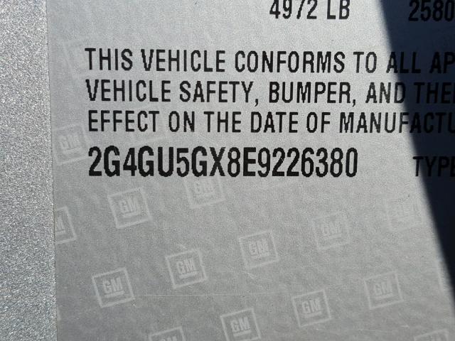 2G4GU5GX8E9226380 - 2014 BUICK REGAL GS 银色 照片 10
