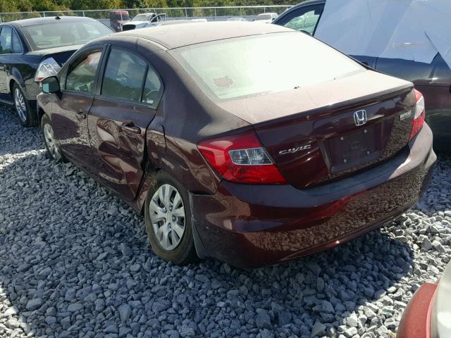 2HGFB2F5XCH606054 - 2012 HONDA CIVIC BURGUNDY photo 3