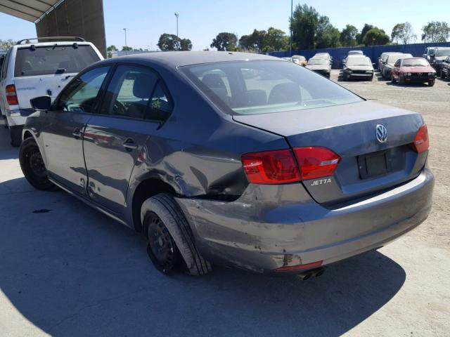 3VW2K7AJXBM044961 - 2011 VOLKSWAGEN JETTA BASE ნაცრისფერი ფოტო 3