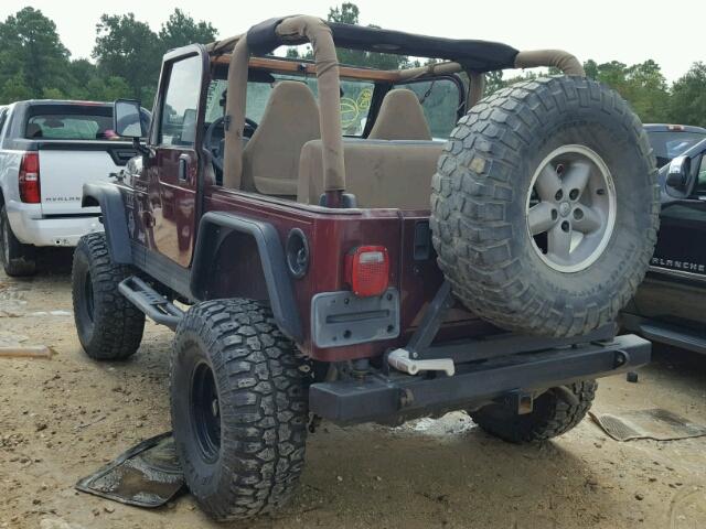 1J4FA59S91P358841 - 2001 JEEP WRANGLER / MAROON photo 3