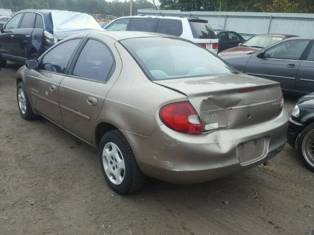 1B3ES46C8YD624451 - 2000 DODGE NEON TAN photo 3