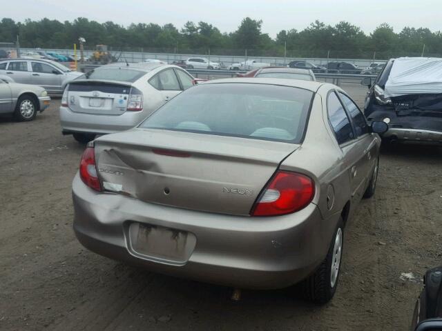 1B3ES46C8YD624451 - 2000 DODGE NEON TAN photo 4