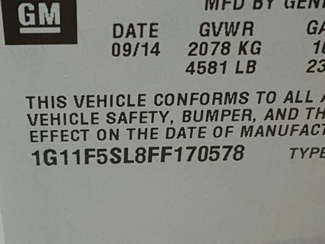 1G11F5SL8FF170578 - 2015 CHEVROLET MALIBU LTZ ვერცხლისფერი ფოტო 10