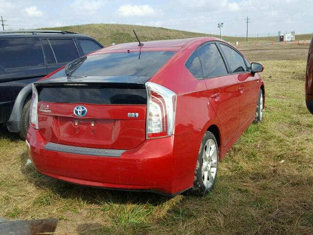 JTDKN3DU9D5697900 - 2013 TOYOTA PRIUS RED photo 4