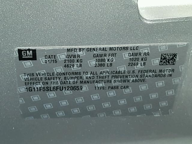 1G11F5SL6FU120659 - 2015 CHEVROLET MALIBU LTZ Gümüş foto 10