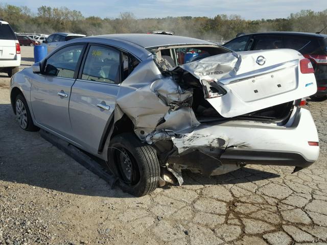 3N1AB7AP5EL657392 - 2014 NISSAN SENTRA S SILVER photo 3