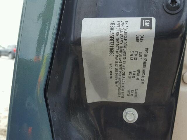 1G8AL55F87Z116830 - 2007 SATURN ION LEVEL GREEN photo 10