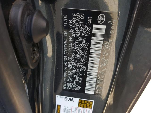 JTKDE177870194873 - 2007 TOYOTA SCION TC 灰色 照片 10