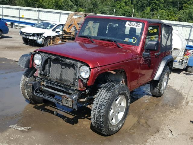 1J4AA2D13BL563636 - 2011 JEEP WRANGLER S MAROON photo 2