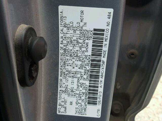 3TMMU4FNXEM062557 - 2014 TOYOTA TACOMA DOU SILVER photo 10