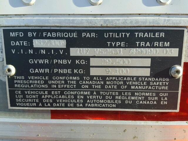 1UYVS2531AP909003 - 2010 UTILITY TRAILER WHITE photo 10