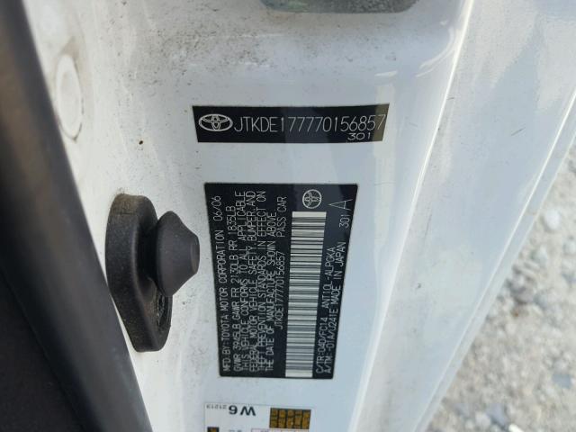 JTKDE177770156857 - 2007 TOYOTA SCION TC 白色 照片 10