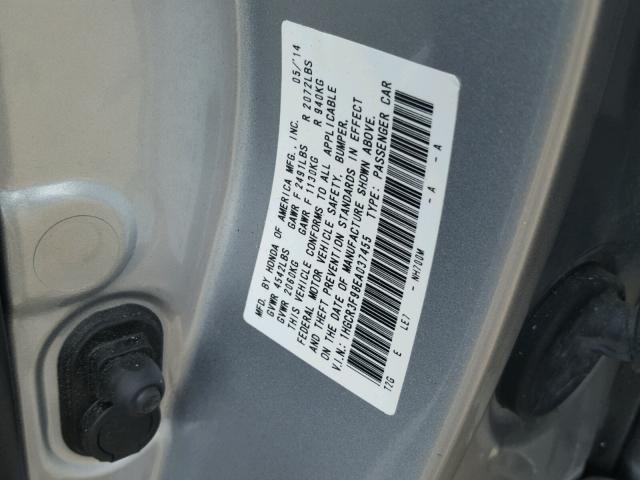 1HGCR3F98EA037455 - 2014 HONDA ACCORD TOU SILVER photo 10