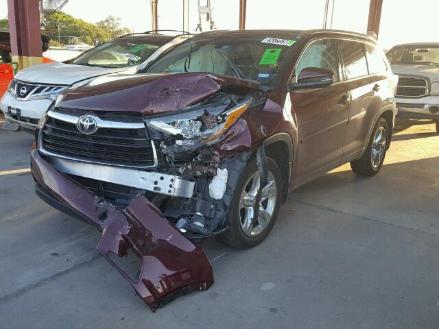 5TDDKRFH7FS167135 - 2015 TOYOTA HIGHLANDER RED photo 2