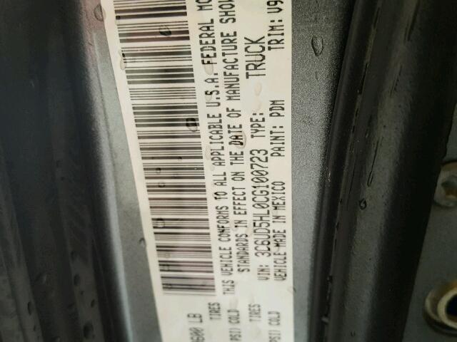 3C6UD5HL0CG100723 - 2012 DODGE RAM 2500 S GRAY photo 10