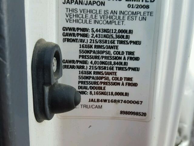 JALB4W16887400067 - 2008 ISUZU NPR WHITE photo 10