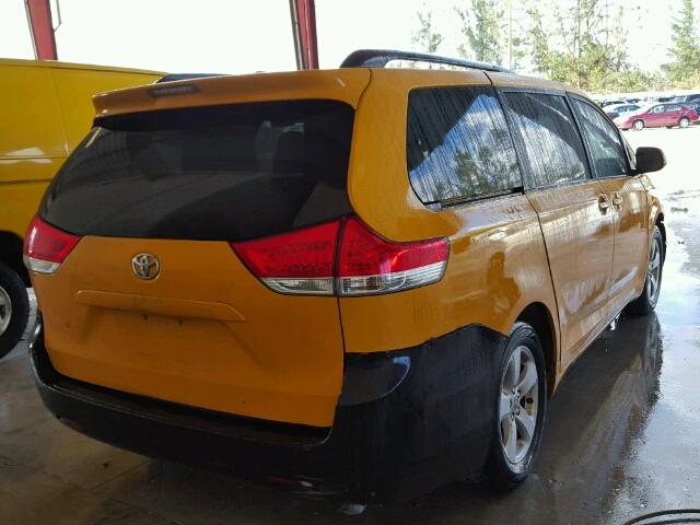 5TDKK3DC9BS157597 - 2011 TOYOTA SIENNA LE YELLOW photo 4