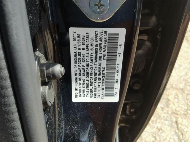 19XFB2F9XCE057842 - 2012 HONDA CIVIC EXL 黑色 照片 10