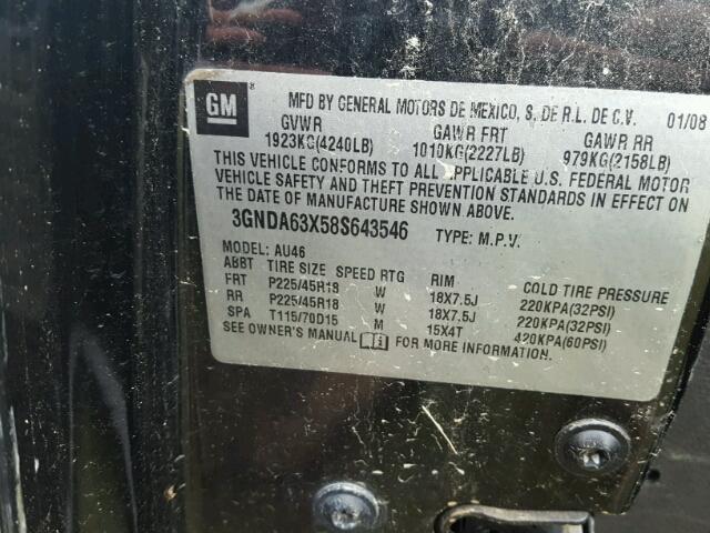 3GNDA63X58S643546 - 2008 CHEVROLET HHR SS 黑色 照片 10