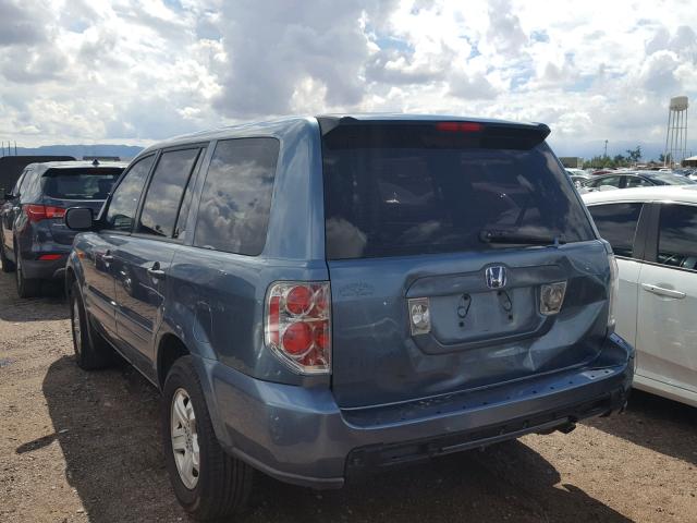 5FNYF28146B041896 - 2006 HONDA PILOT LX BLUE photo 3