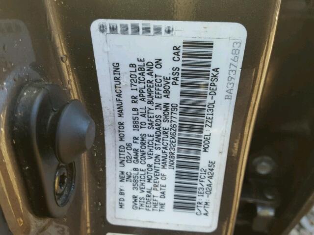 1NXBR32EX6Z677790 - 2006 TOYOTA COROLLA CE GRAY photo 10