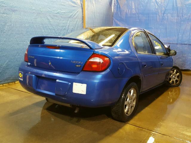 1B3ES56C65D257065 - 2005 DODGE NEON SXT BLUE photo 4